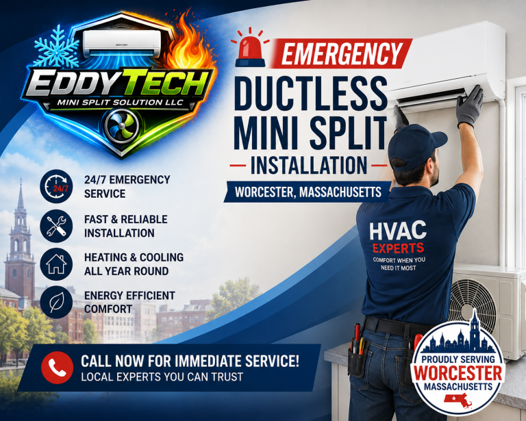 Emergency Ductless Mini Split Installation in Worcester Massachusetts​