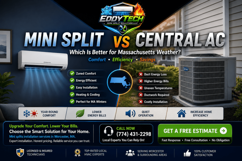 Mini Split vs Central AC: Which Is Better for Massachusetts Weather?