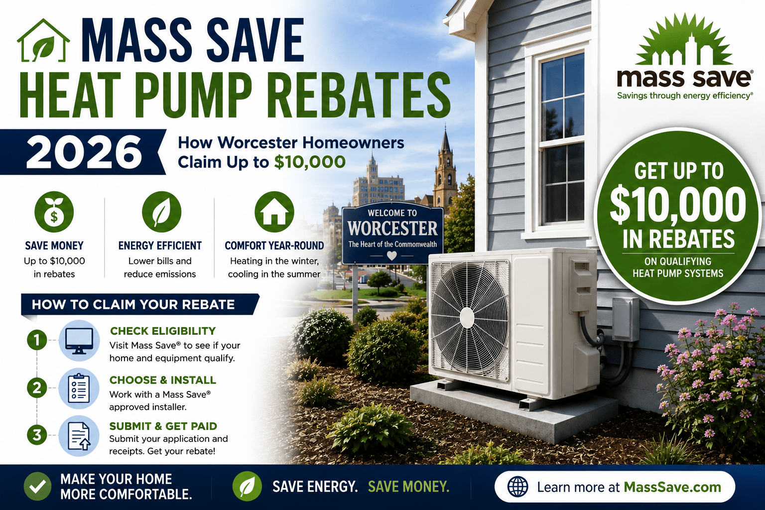 Mass Save Heat Pump Rebates 2026: How Worcester Homeowners Claim Up to $10,000