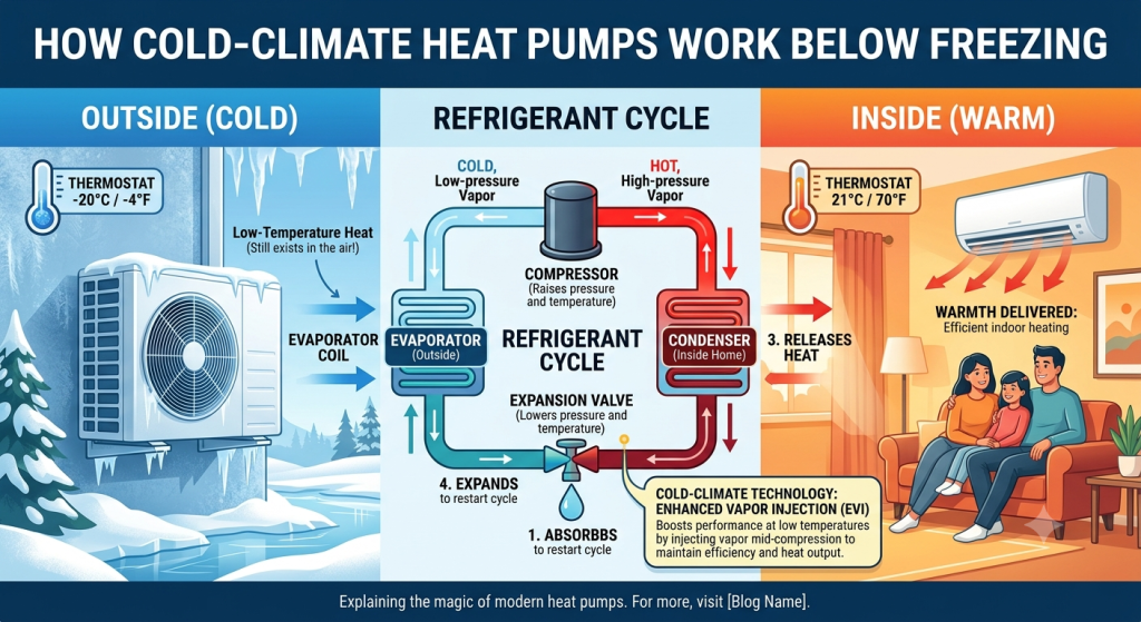 How Heat Pumps Work Below Freezing: Cold-Climate Technology Explained
